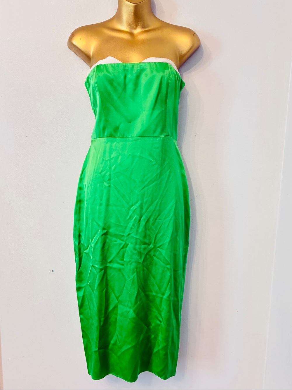 Amanda Uprichard Strapless Satin Midi Dress – Green Cocktail – Small - Picture 2 of 10